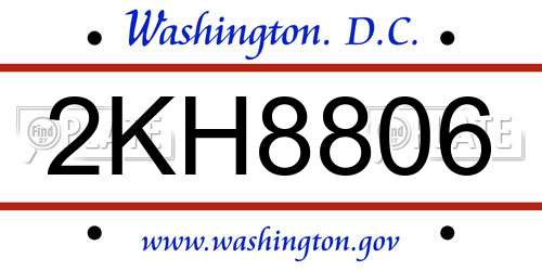 2KH8806 District Of Columbia License Plate
