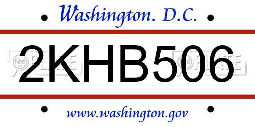 2KHB506 District Of Columbia License Plate