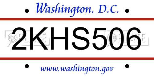 2KHS506 District Of Columbia License Plate