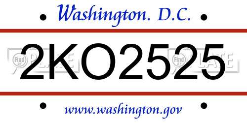 2KO2525 District Of Columbia License Plate