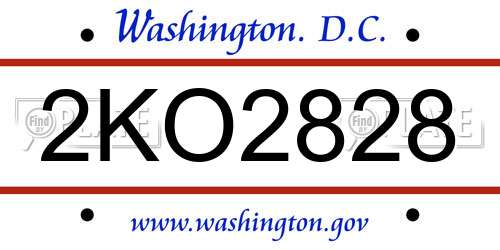 2KO2828 District Of Columbia License Plate