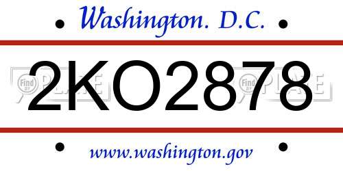 2KO2878 District Of Columbia License Plate