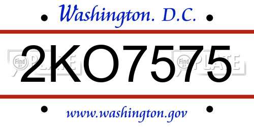 2KO7575 District Of Columbia License Plate