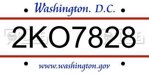 2KO7828 District Of Columbia License Plate