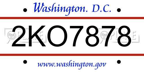 2KO7878 District Of Columbia License Plate