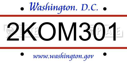 2KOM301 District Of Columbia License Plate