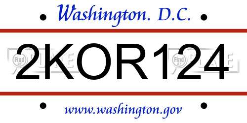 2KOR124 District Of Columbia License Plate