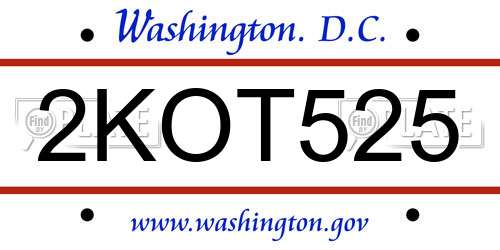 2KOT525 District Of Columbia License Plate