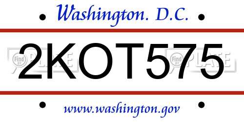 2KOT575 District Of Columbia License Plate
