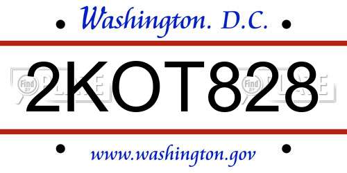 2KOT828 District Of Columbia License Plate