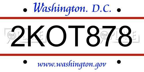 2KOT878 District Of Columbia License Plate