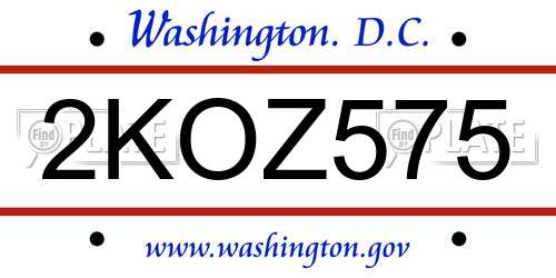 2KOZ575 District Of Columbia License Plate