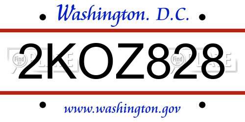 2KOZ828 District Of Columbia License Plate