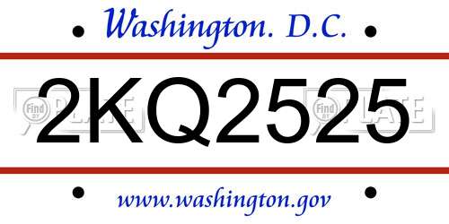 2KQ2525 District Of Columbia License Plate