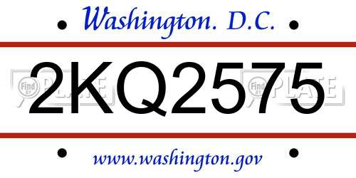 2KQ2575 District Of Columbia License Plate