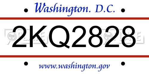 2KQ2828 District Of Columbia License Plate