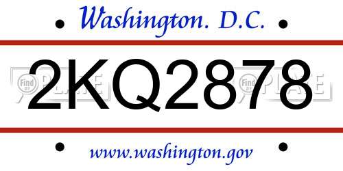 2KQ2878 District Of Columbia License Plate