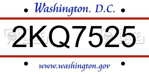 2KQ7525 District Of Columbia License Plate