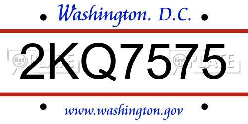 2KQ7575 District Of Columbia License Plate