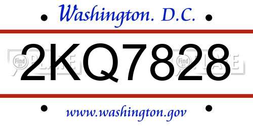 2KQ7828 District Of Columbia License Plate