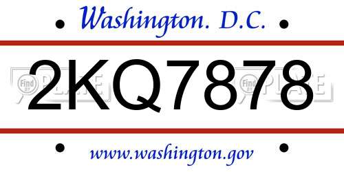 2KQ7878 District Of Columbia License Plate