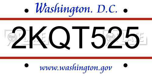 2KQT525 District Of Columbia License Plate
