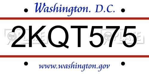 2KQT575 District Of Columbia License Plate