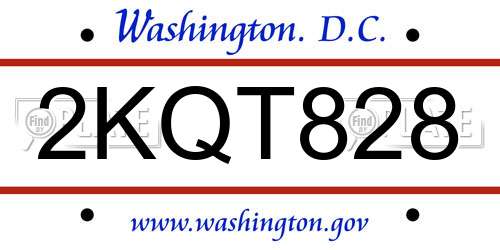 2KQT828 District Of Columbia License Plate