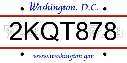 2KQT878 District Of Columbia License Plate