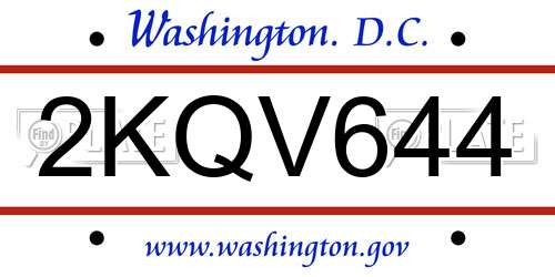 2KQV644 District Of Columbia License Plate
