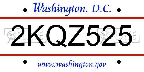2KQZ525 District Of Columbia License Plate