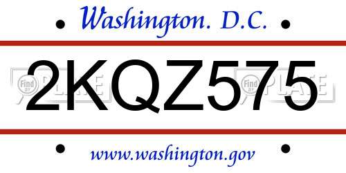 2KQZ575 District Of Columbia License Plate