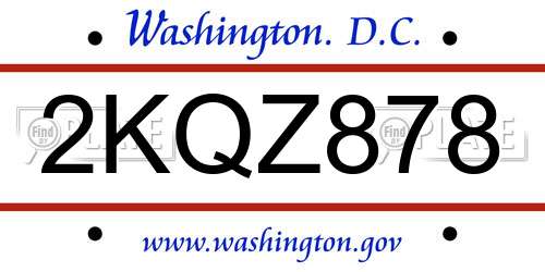 2KQZ878 District Of Columbia License Plate