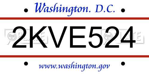 2KVE524 District Of Columbia License Plate