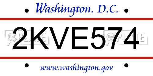 2KVE574 District Of Columbia License Plate