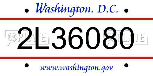 2L36080 District Of Columbia License Plate