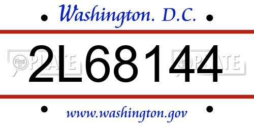 2L68144 District Of Columbia License Plate