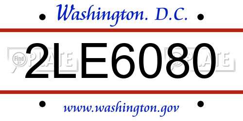 2LE6080 District Of Columbia License Plate