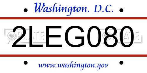 2LEG080 District Of Columbia License Plate