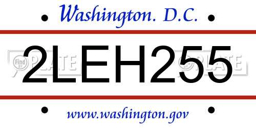 2LEH255 District Of Columbia License Plate