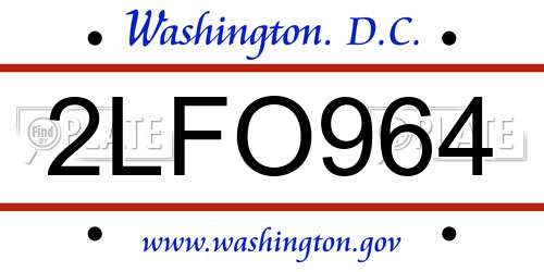 2LFO964 District Of Columbia License Plate