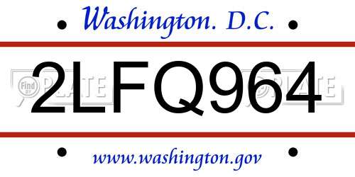 2LFQ964 District Of Columbia License Plate