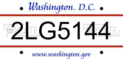 2LG5144 District Of Columbia License Plate