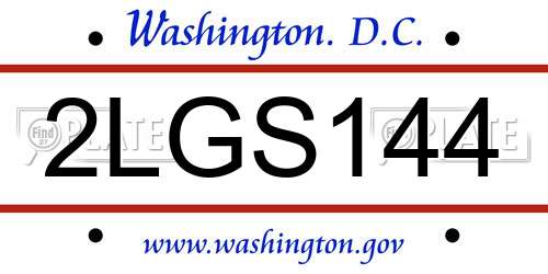2LGS144 District Of Columbia License Plate
