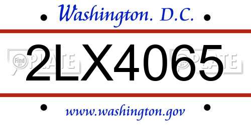 2LX4065 District Of Columbia License Plate