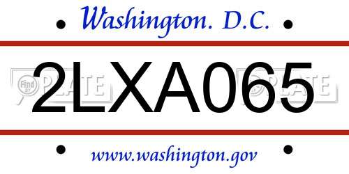 2LXA065 District Of Columbia License Plate
