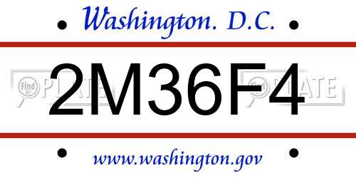 2M36F4 District Of Columbia License Plate