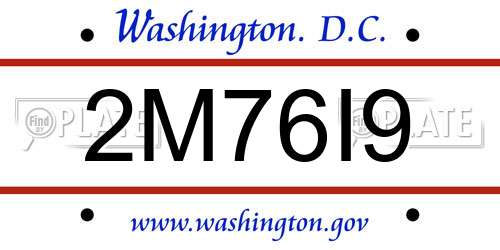 2M76I9 District Of Columbia License Plate