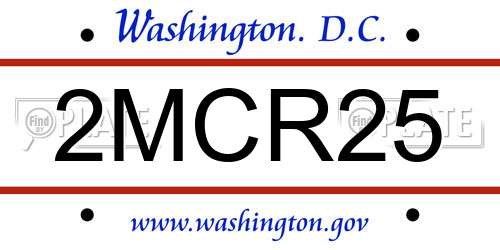 2MCR25 District Of Columbia License Plate
