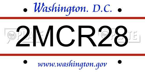 2MCR28 District Of Columbia License Plate